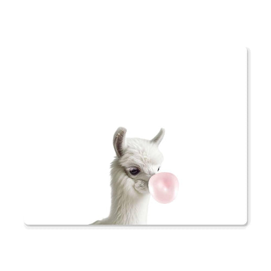 Cute Baby Llama Blowing Bubblegum - Baby Nursery Metal Wall Art