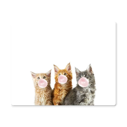 Three Cute Kittens Blowing Bubblegum - Metal Wall Art