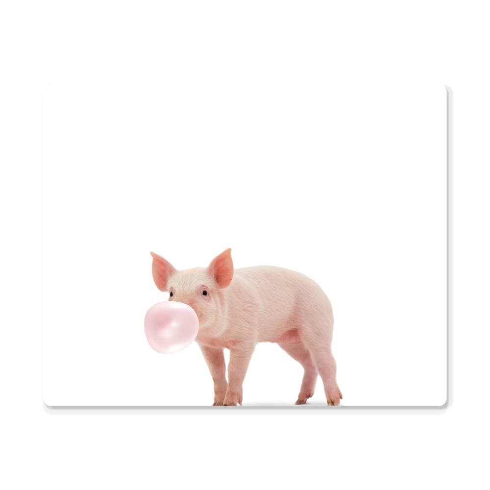 Cute Baby Pig Blowing Bubblegum - Metal Wall Art