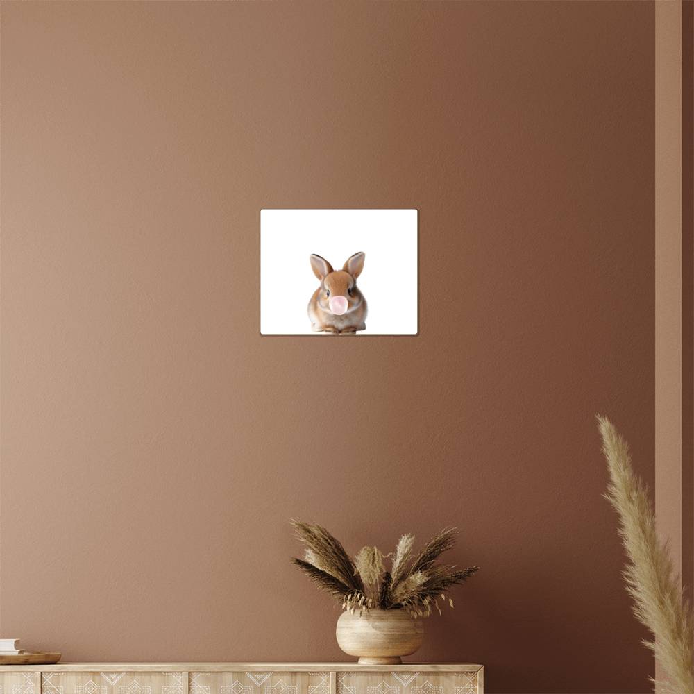 Cute Bunny Blowing Bubblegum - Baby Nursery Metal Wall Art