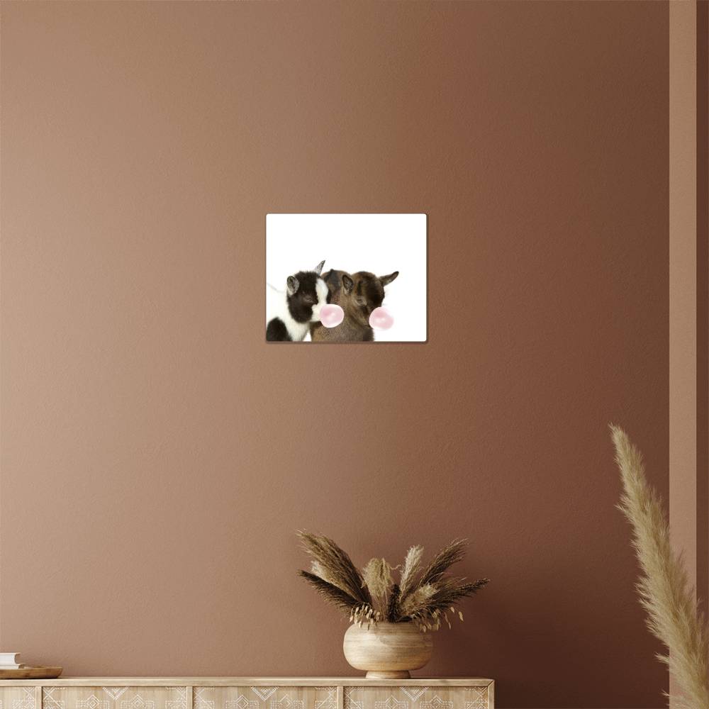 Cute Baby Goats Blowing Bubbles - Metal Wall Art