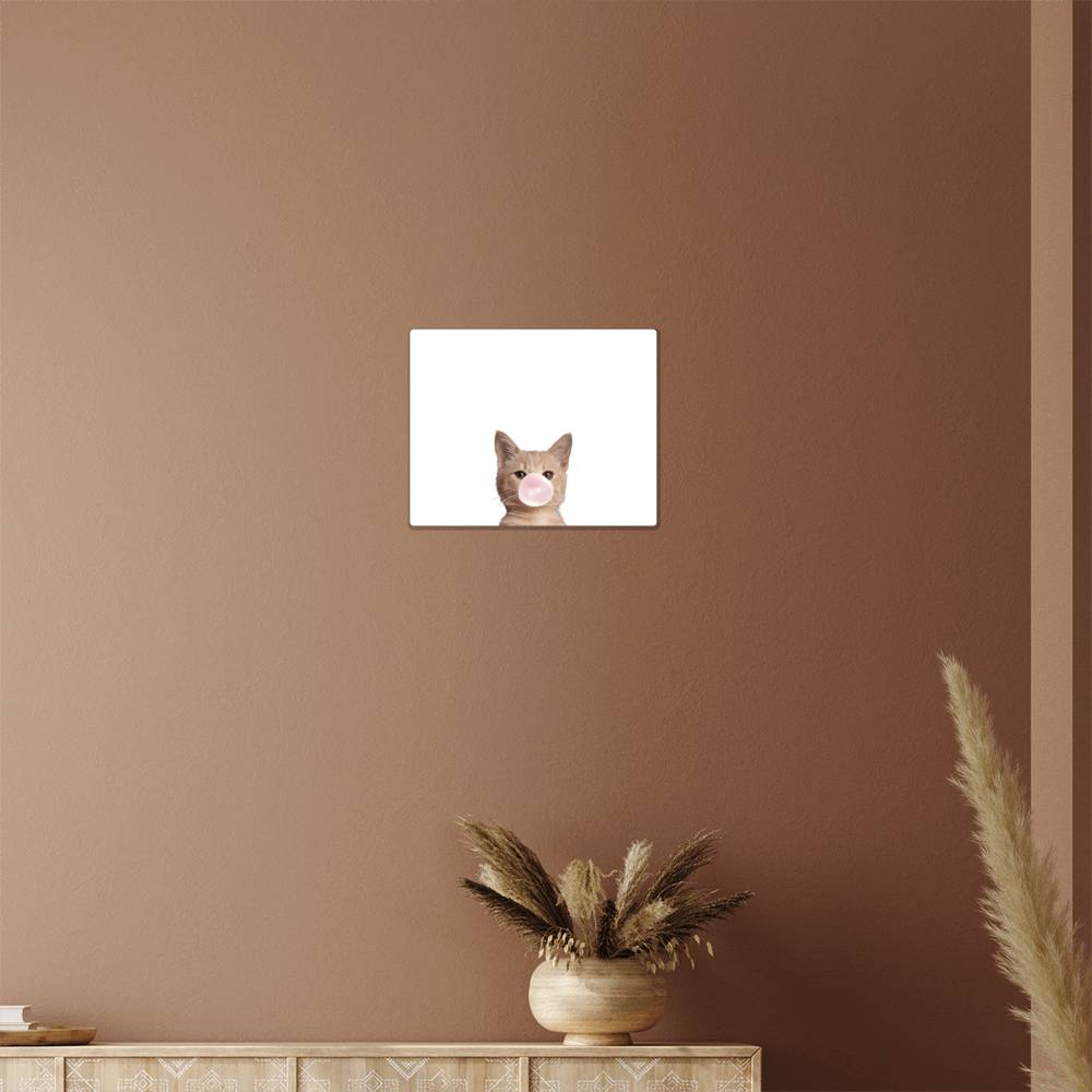 Orange Kitten Blowing Bubblegum - Metal Wall Art