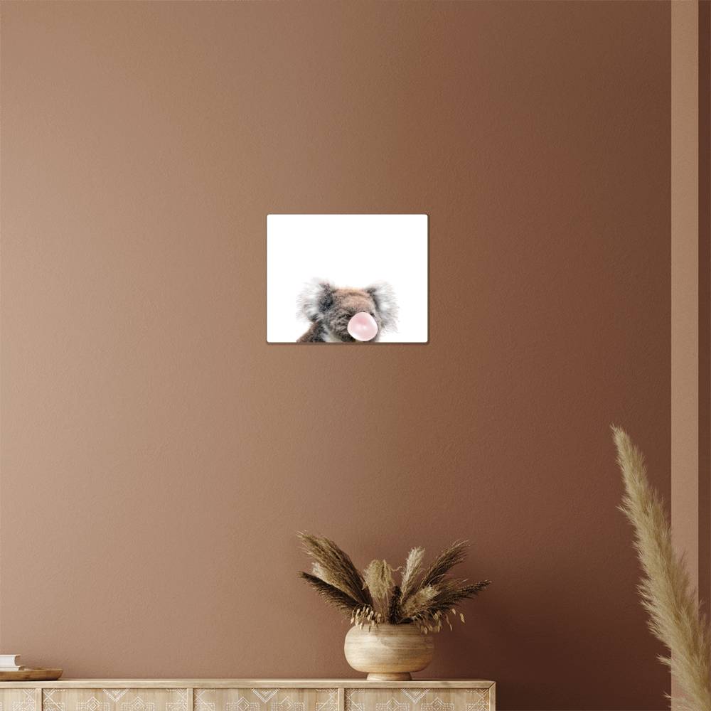 Cute Koala Blowing Bubblegum - Metal Wall Art