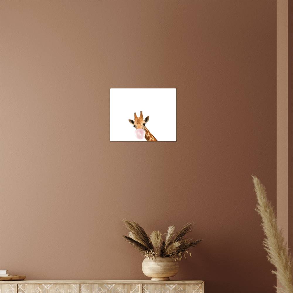 Cute Giraffe Blowing Bubblegum - Nursery Metal Wall Art