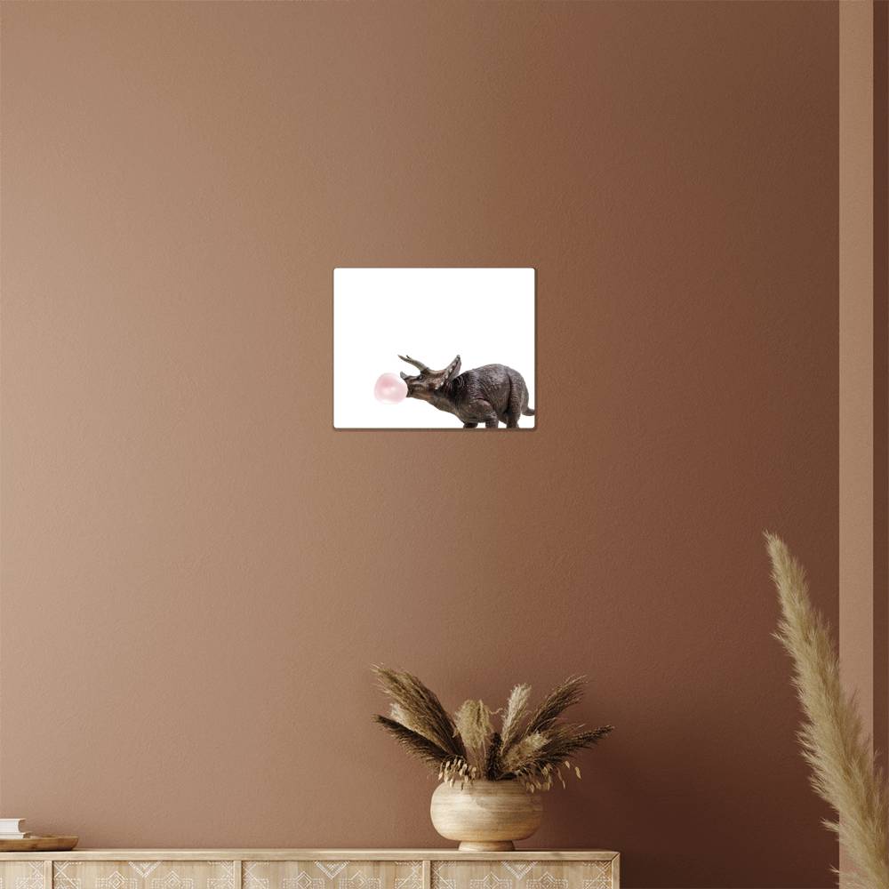 Triceratops Blowing Bubblegum - Metal Wall Art