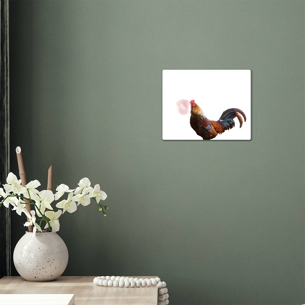 Rooster Blowing Bubblegum - Metal Wall Art