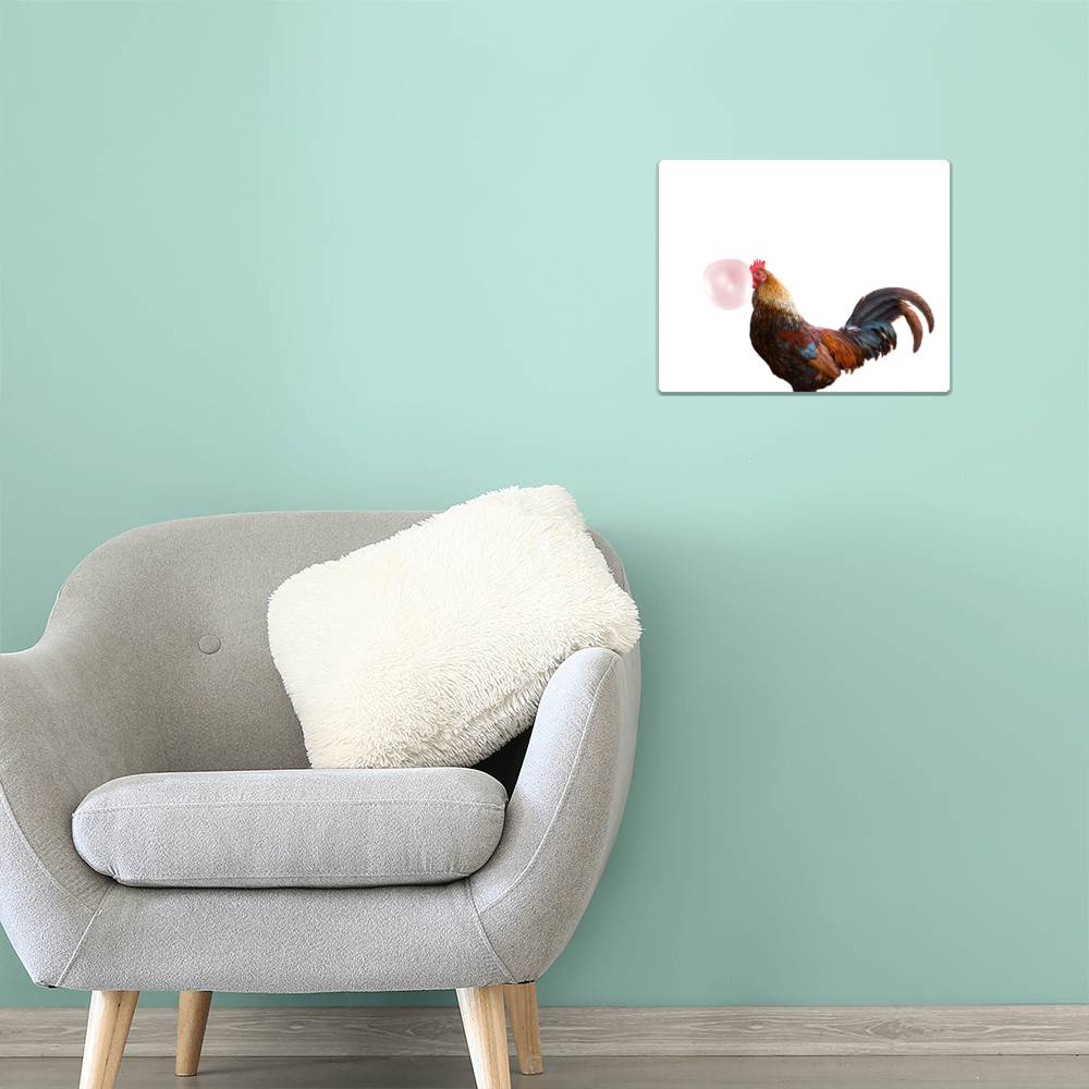 Rooster Blowing Bubblegum - Metal Wall Art