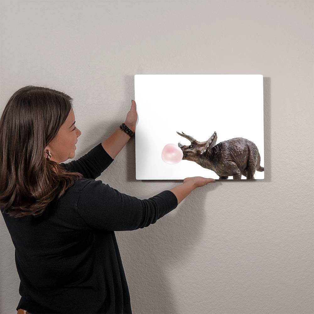 Triceratops Blowing Bubblegum - Metal Wall Art