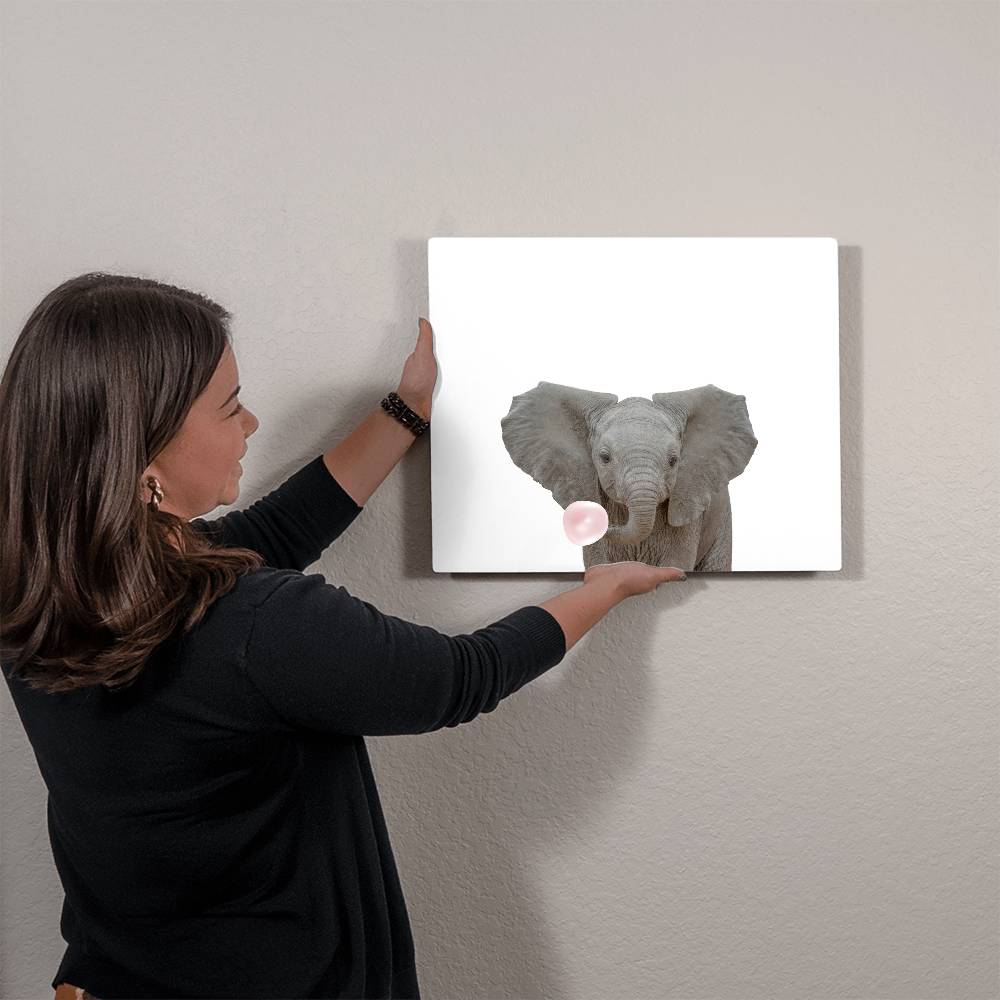 Elephant Blowing Bubblegum - Metal Wall Art