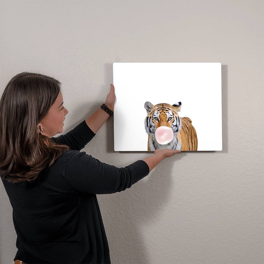 Tiger Blowing Bubblegum - Metal Wall Art