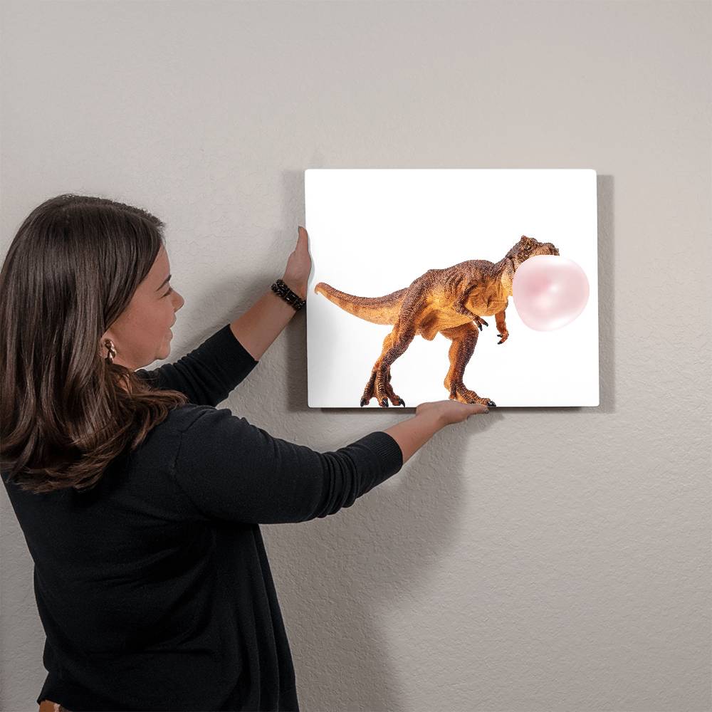 T-Rex Blowing Bubblegum - Metal Wall Art