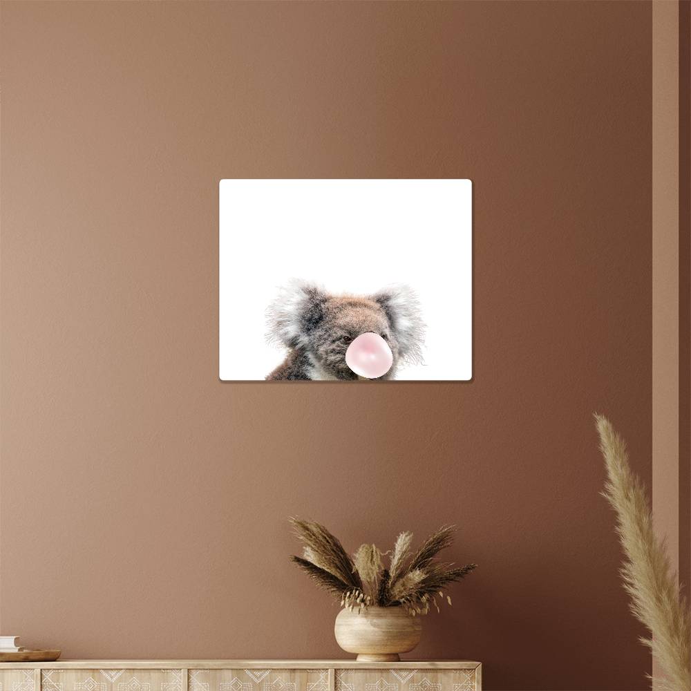 Cute Koala Blowing Bubblegum - Metal Wall Art