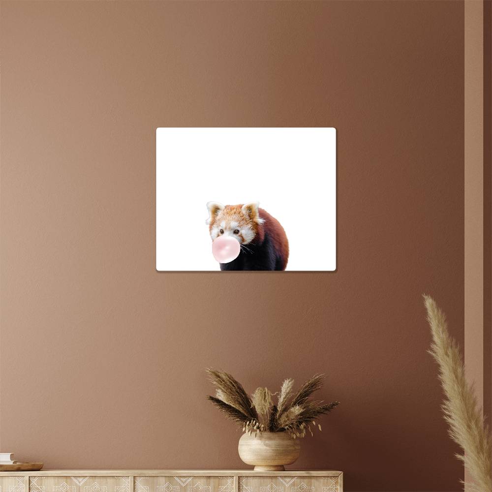 Red Panda Blowing Bubblegum - Metal Wall Art