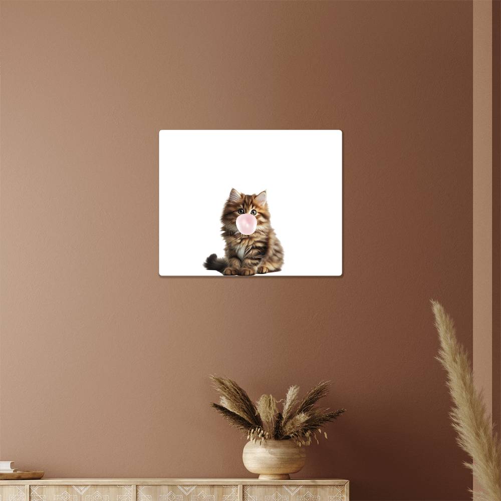 Cute Kitten Blowing Bubblegum - Baby Nursery Metal Wall Art