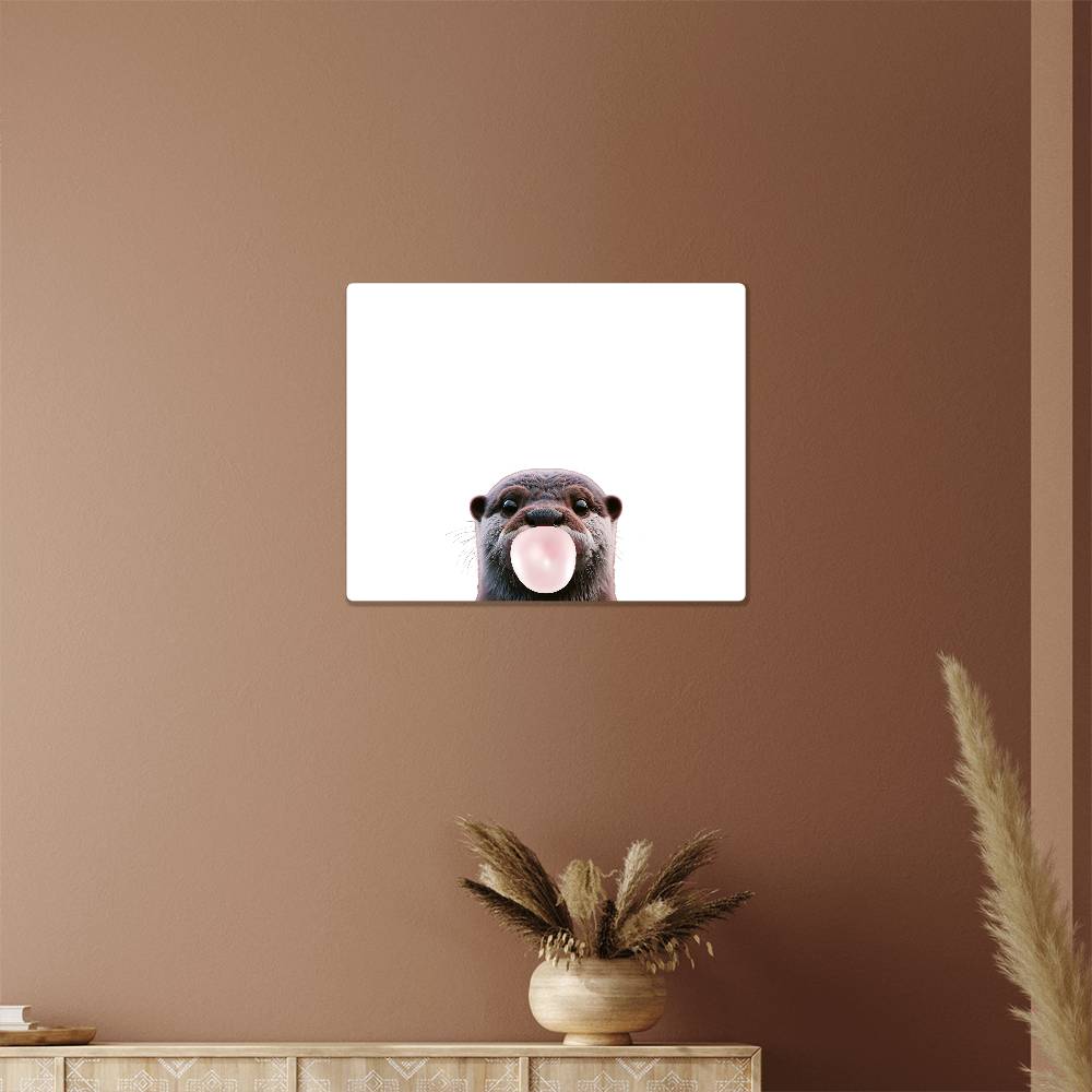 Cute Otter Blowing Bubblegum - Nursery Metal Wall Art