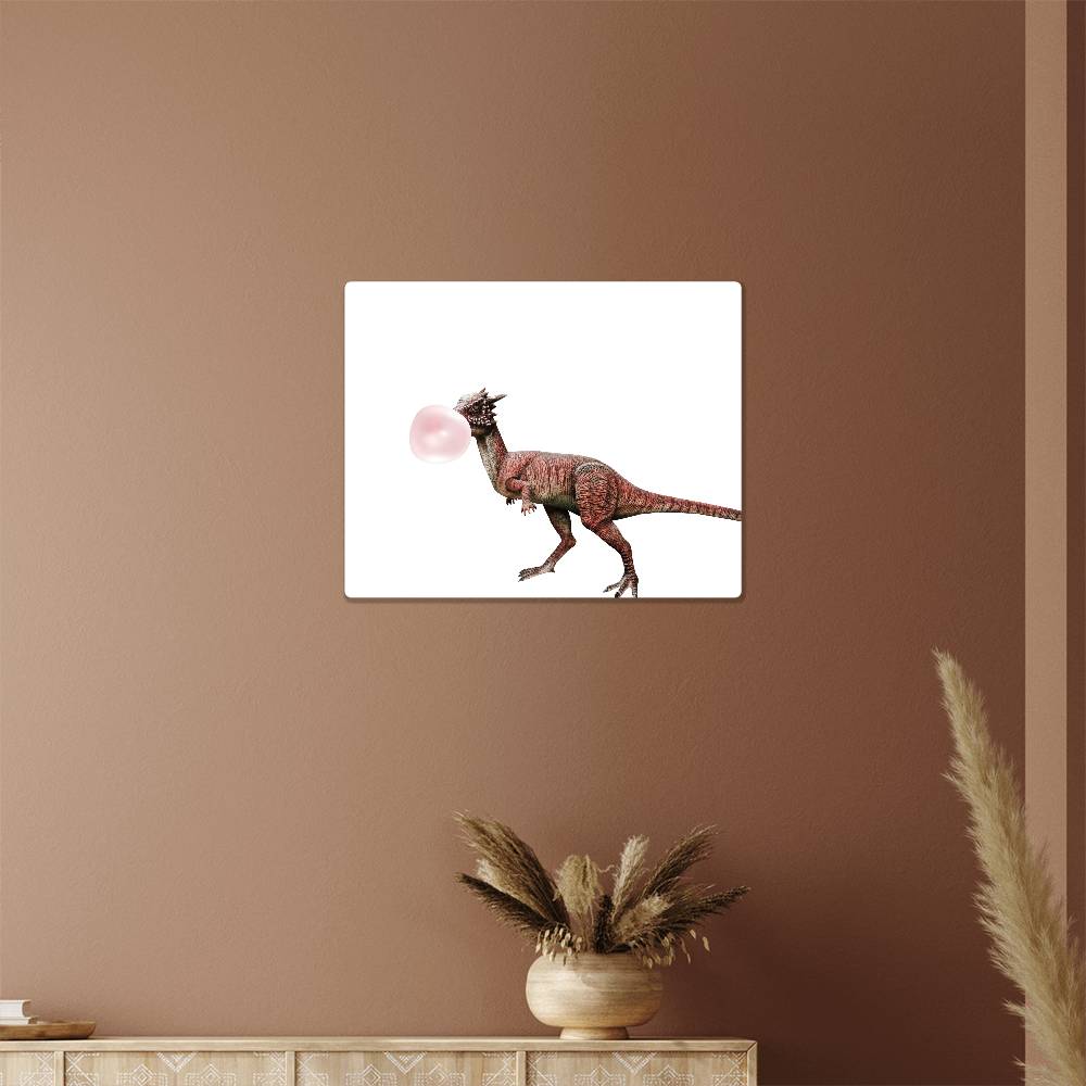 Velociraptor Blowing Bubblegum - Metal Wall Art