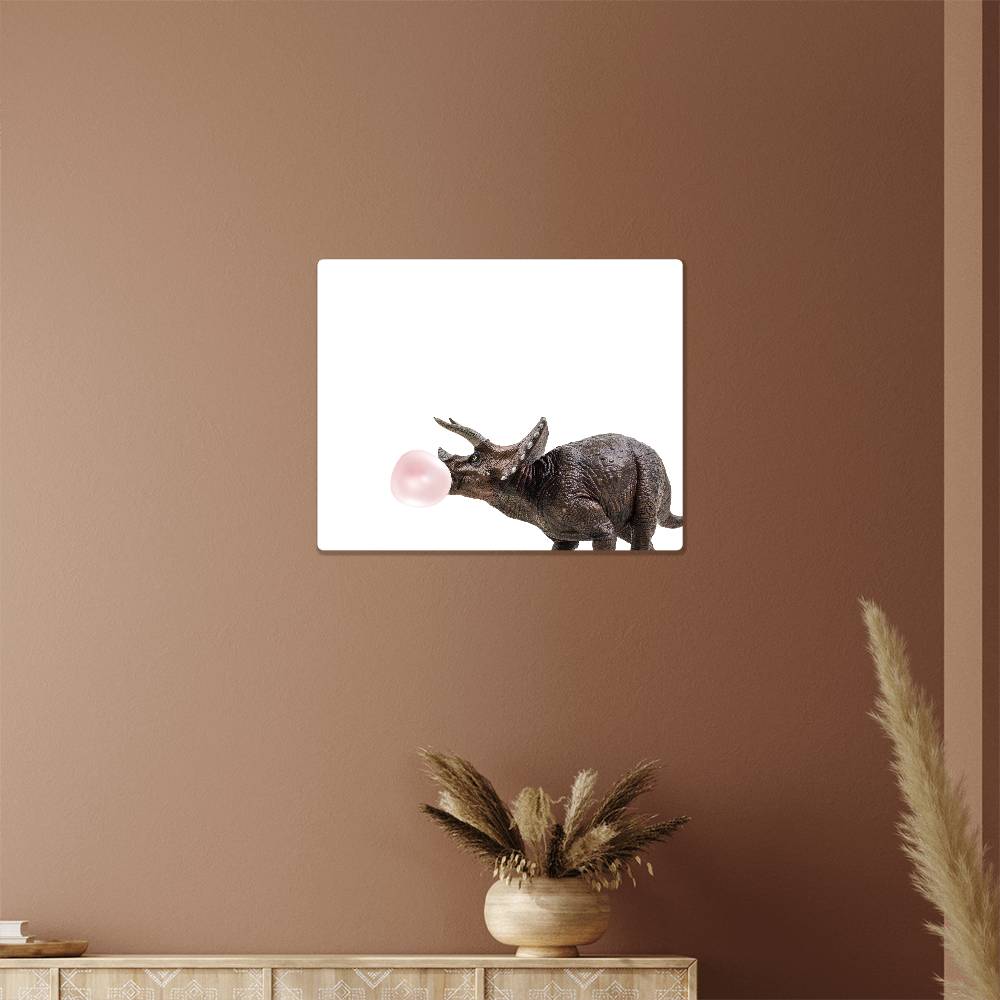 Triceratops Blowing Bubblegum - Metal Wall Art