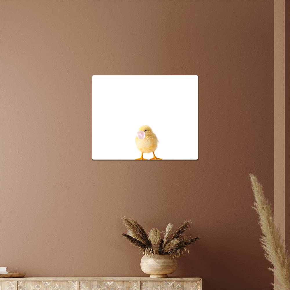 Baby Chick Blowing Bubblegum - Metal Wall Art