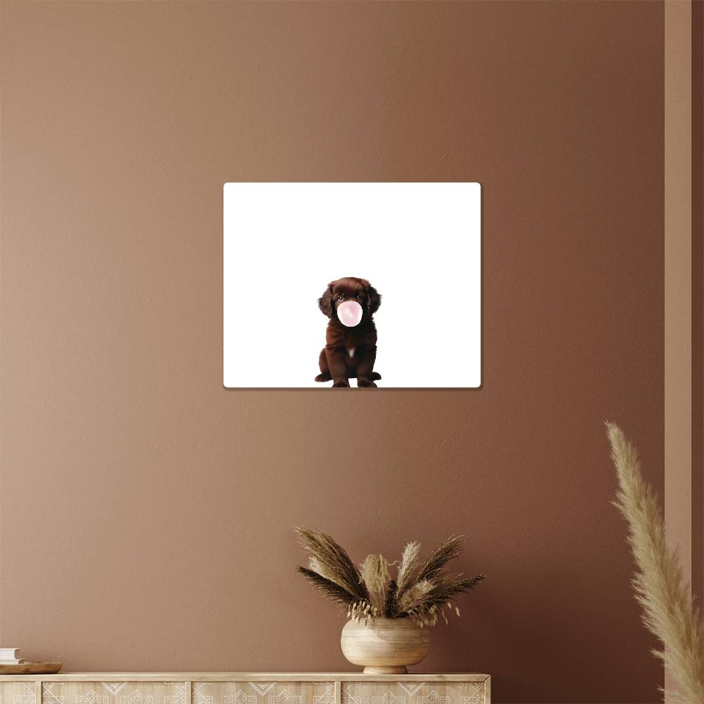 Cute Puppy Blowing Bubblegum - Baby Nursery Metal Wall Art