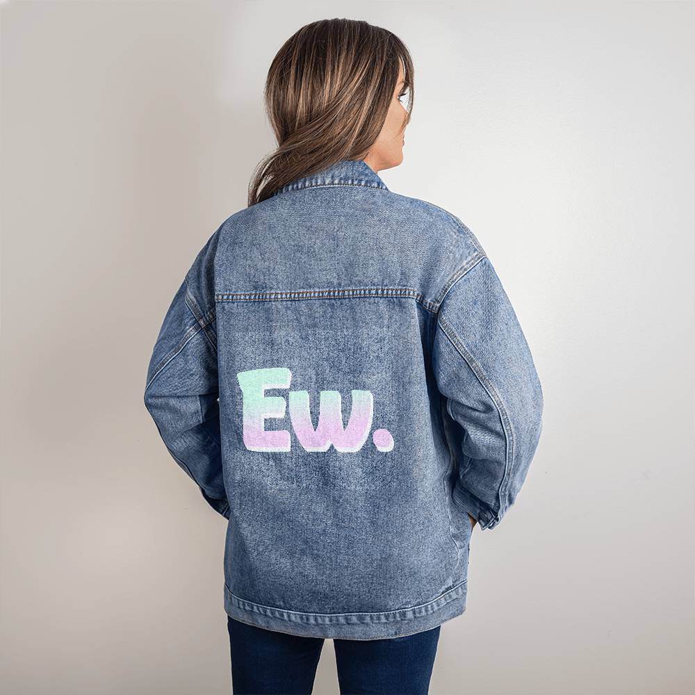 Adorable Pastel Ew. Oversized Women's Jean Jacket