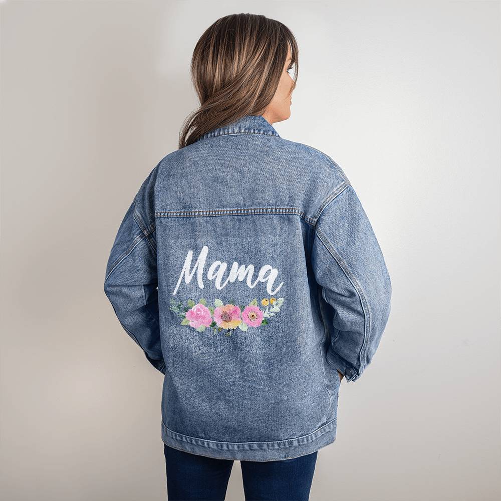 Mama Floral Jean Jacket Gift for Mom