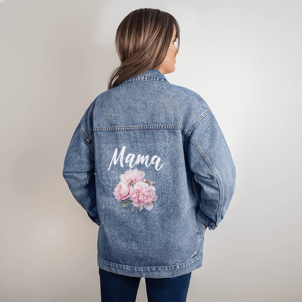 Mama Peony Floral Oversized Jean Jacket