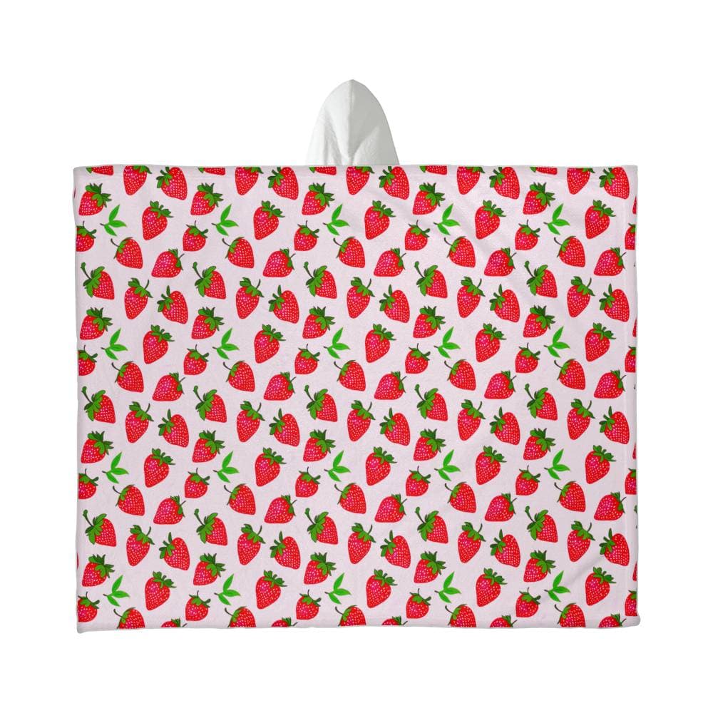 Adorable Cozy Strawberry Hooded Sherpa Fleece Blanket