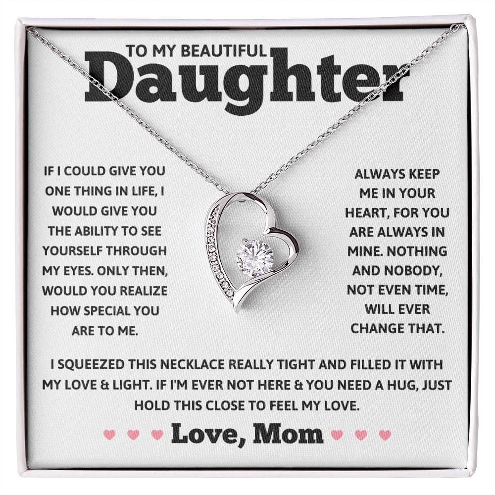 To My Beautiful Daughter Love Mom - Forever Love Necklace