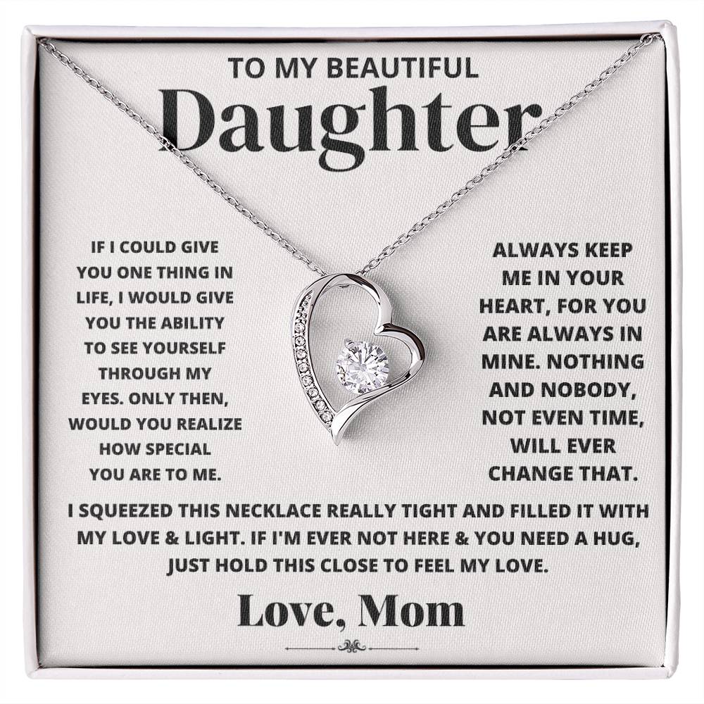 To My Beautiful Daughter Love Mom - Forever Love Necklace