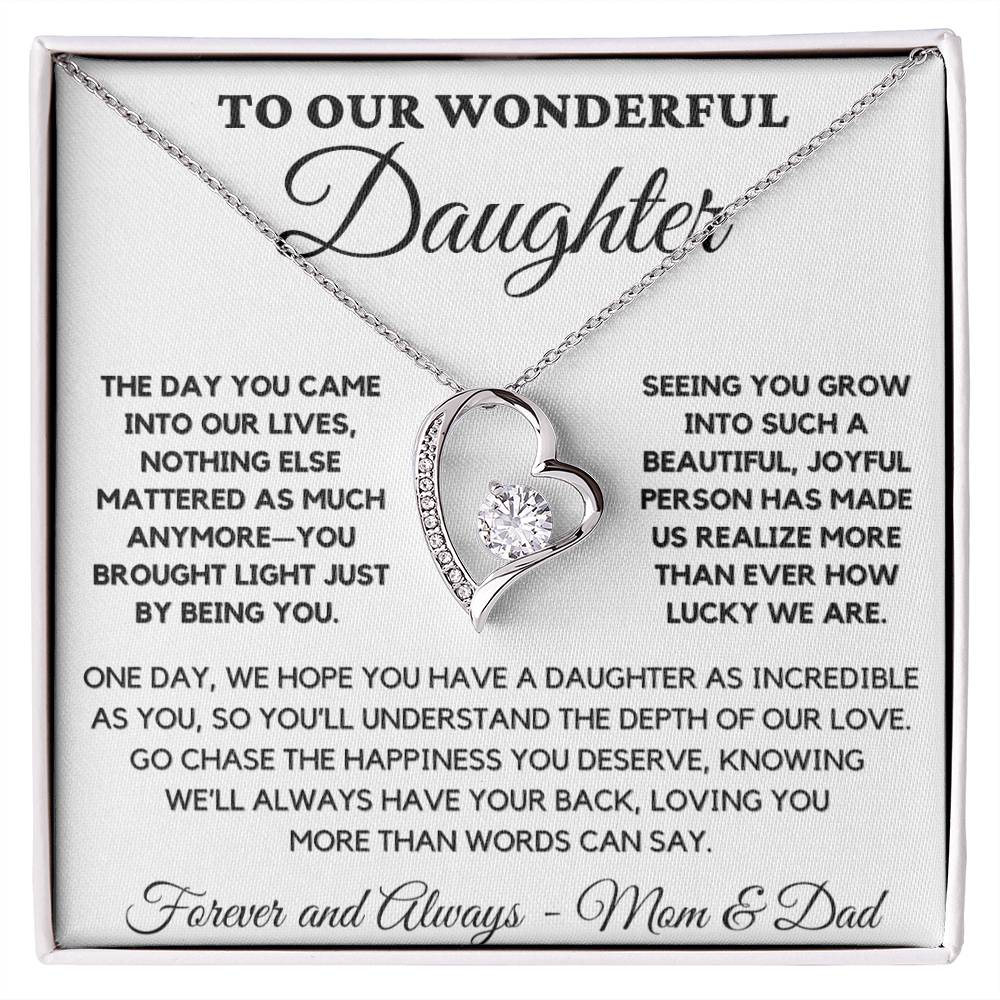 To Our Wonderful Daughter - Heart Pendant Necklace from Mom and Dad