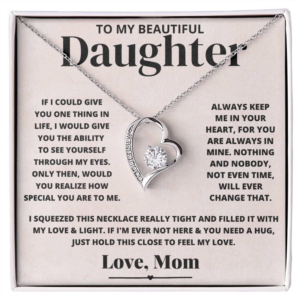 To My Beautiful Daughter Love Mom - Forever Love Necklace