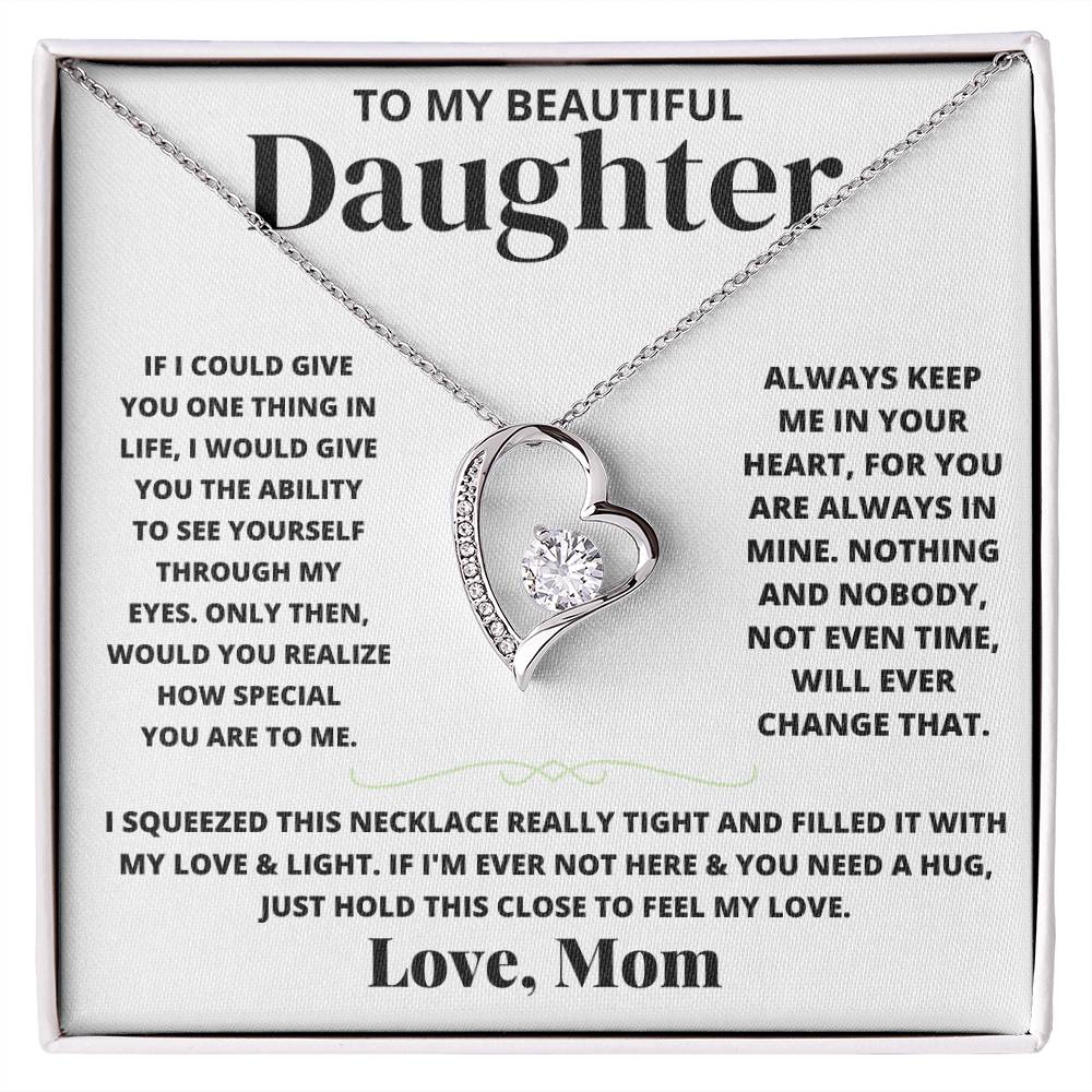 To My Beautiful Daughter Love Mom - Forever Love Necklace