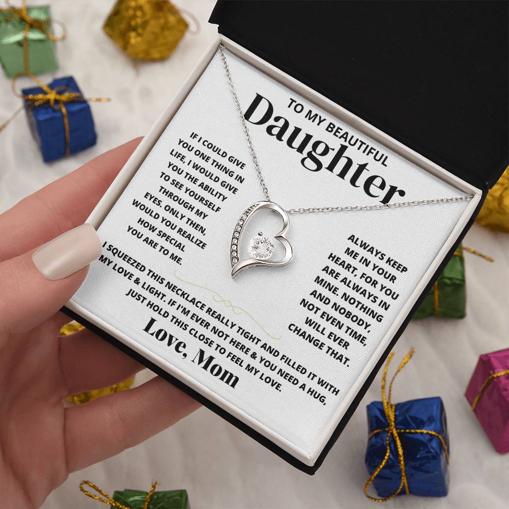 To My Beautiful Daughter Love Mom - Forever Love Necklace