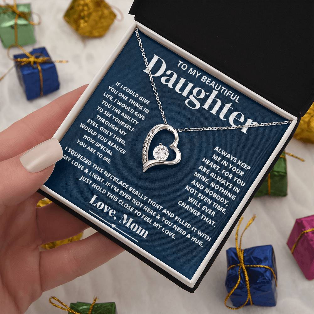 To My Beautiful Daughter Love Mom - Forever Love Necklace