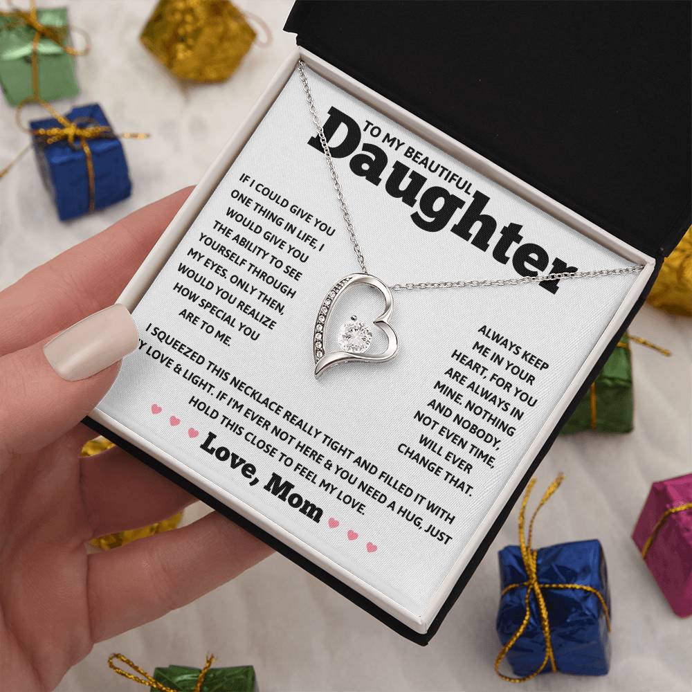 To My Beautiful Daughter Love Mom - Forever Love Necklace