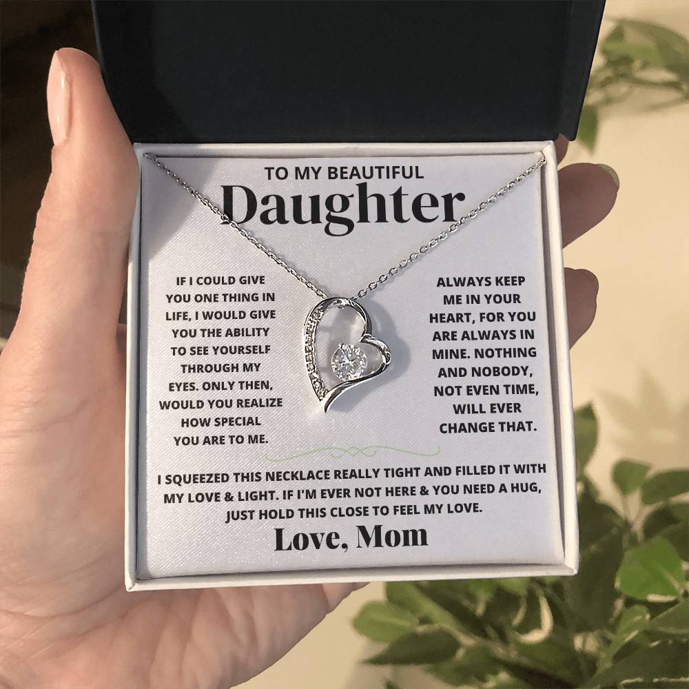 To My Beautiful Daughter Love Mom - Forever Love Necklace