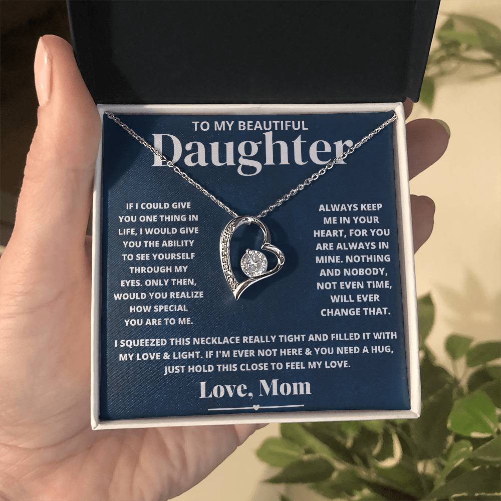 To My Beautiful Daughter Love Mom - Forever Love Necklace