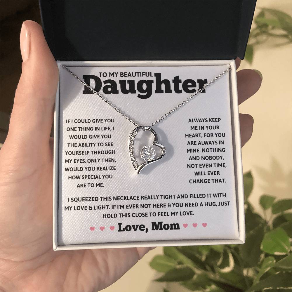 To My Beautiful Daughter Love Mom - Forever Love Necklace