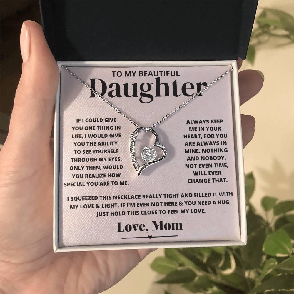 To My Beautiful Daughter Love Mom - Forever Love Necklace