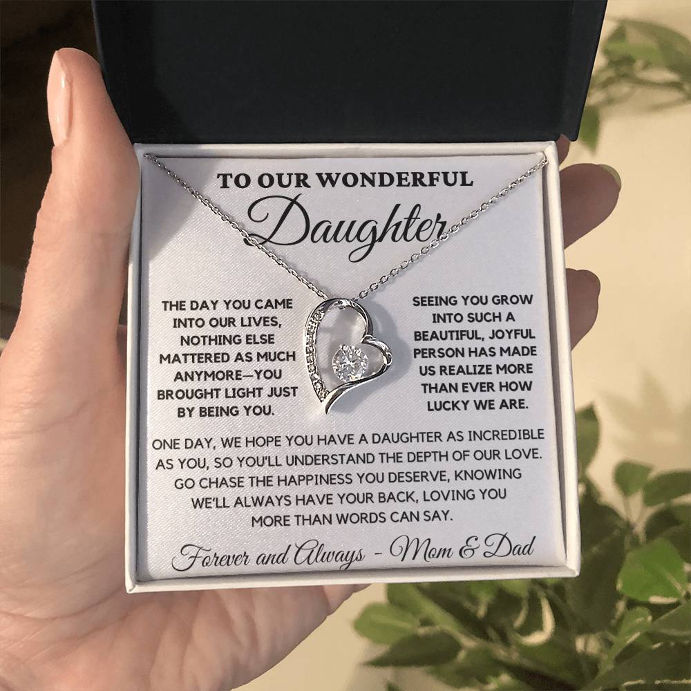 To Our Wonderful Daughter - Heart Pendant Necklace from Mom and Dad