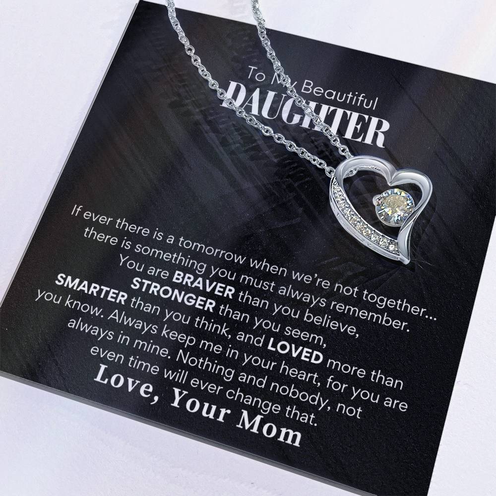 To Beautiful Daughter Love Mom - Forever Love Necklace