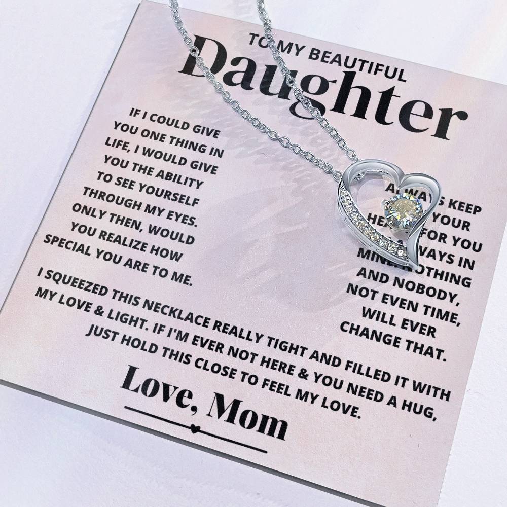 To My Beautiful Daughter Love Mom - Forever Love Necklace