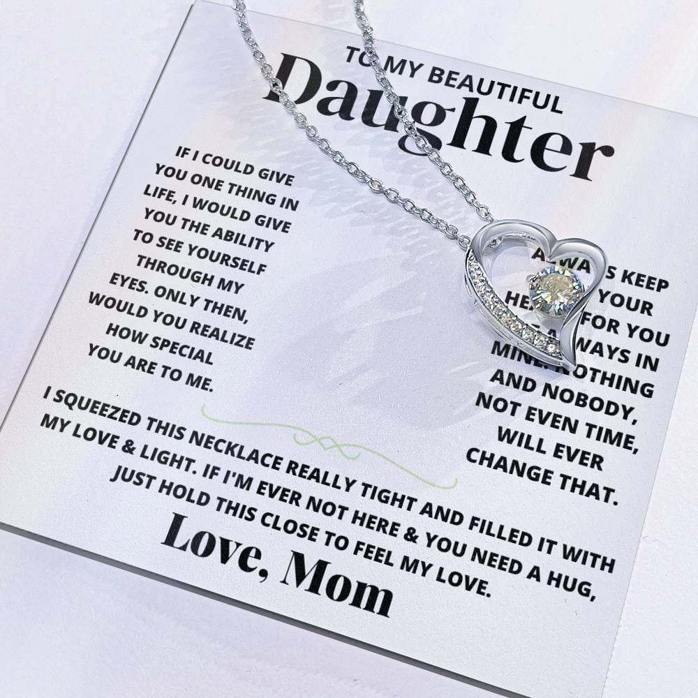 To My Beautiful Daughter Love Mom - Forever Love Necklace