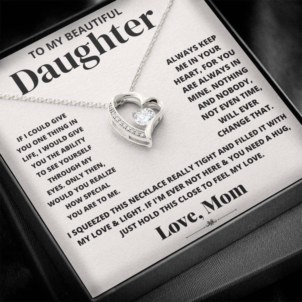 To My Beautiful Daughter Love Mom - Forever Love Necklace