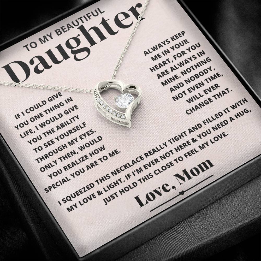 To My Beautiful Daughter Love Mom - Forever Love Necklace