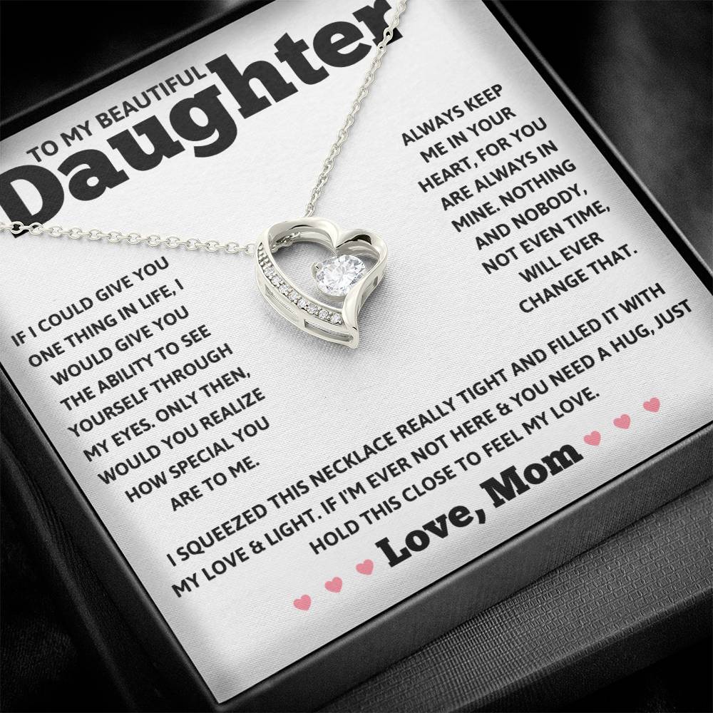 To My Beautiful Daughter Love Mom - Forever Love Necklace