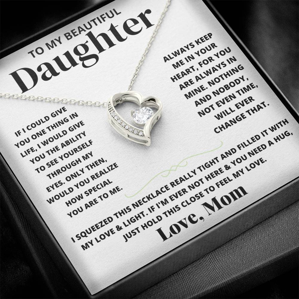 To My Beautiful Daughter Love Mom - Forever Love Necklace