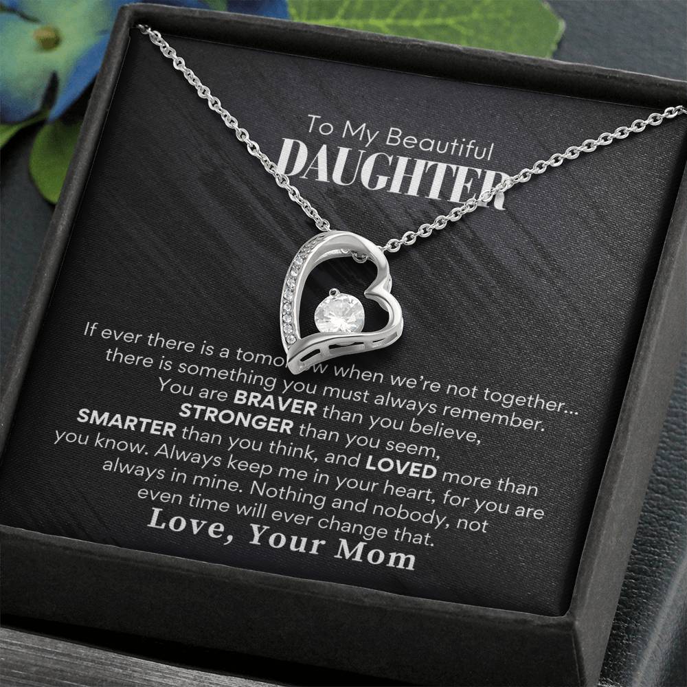 To Beautiful Daughter Love Mom - Forever Love Necklace