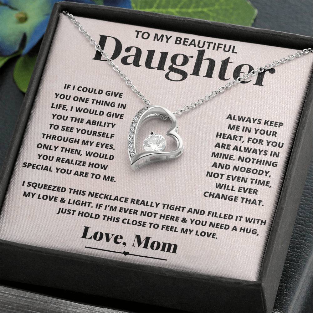 To My Beautiful Daughter Love Mom - Forever Love Necklace