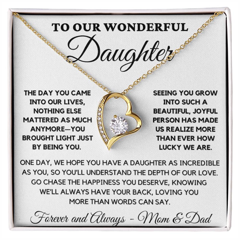 To Our Wonderful Daughter - Heart Pendant Necklace from Mom and Dad